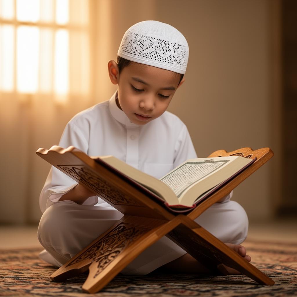 Young student reading the Holy Quran